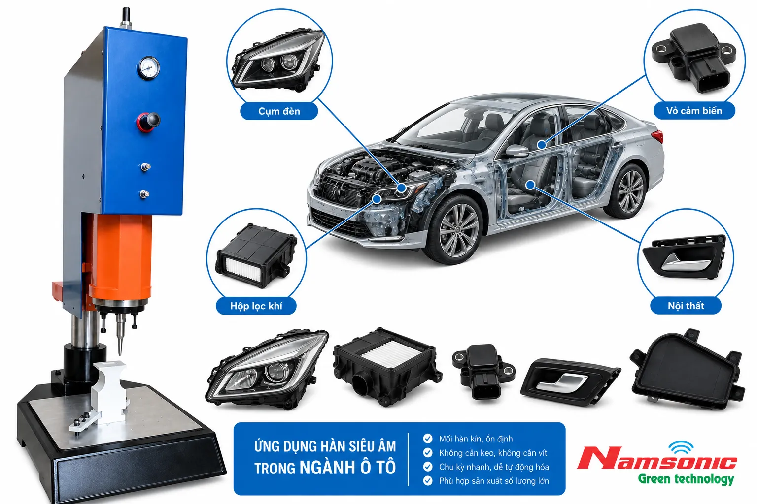 Ứng dụng hàn siêu âm Namsonic ngành oto